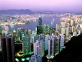 Citylights Shining at Dawn, Hong Kong, China